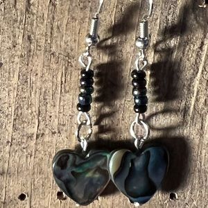 Abalone Heart Dangle Earrings